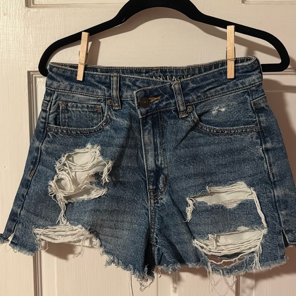 American Eagle Mom Short Size 0 Distressed Jean Denim - Picture 1 of 10